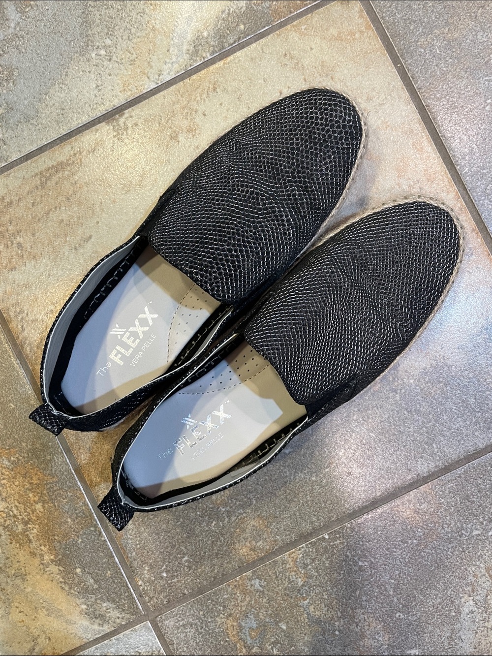 THE FLEXX Black Textured Slip-On Loafers